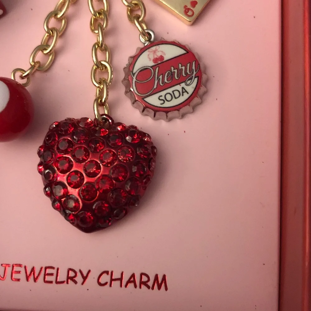 Betsey Johnson Red and Gold Charm Keychain